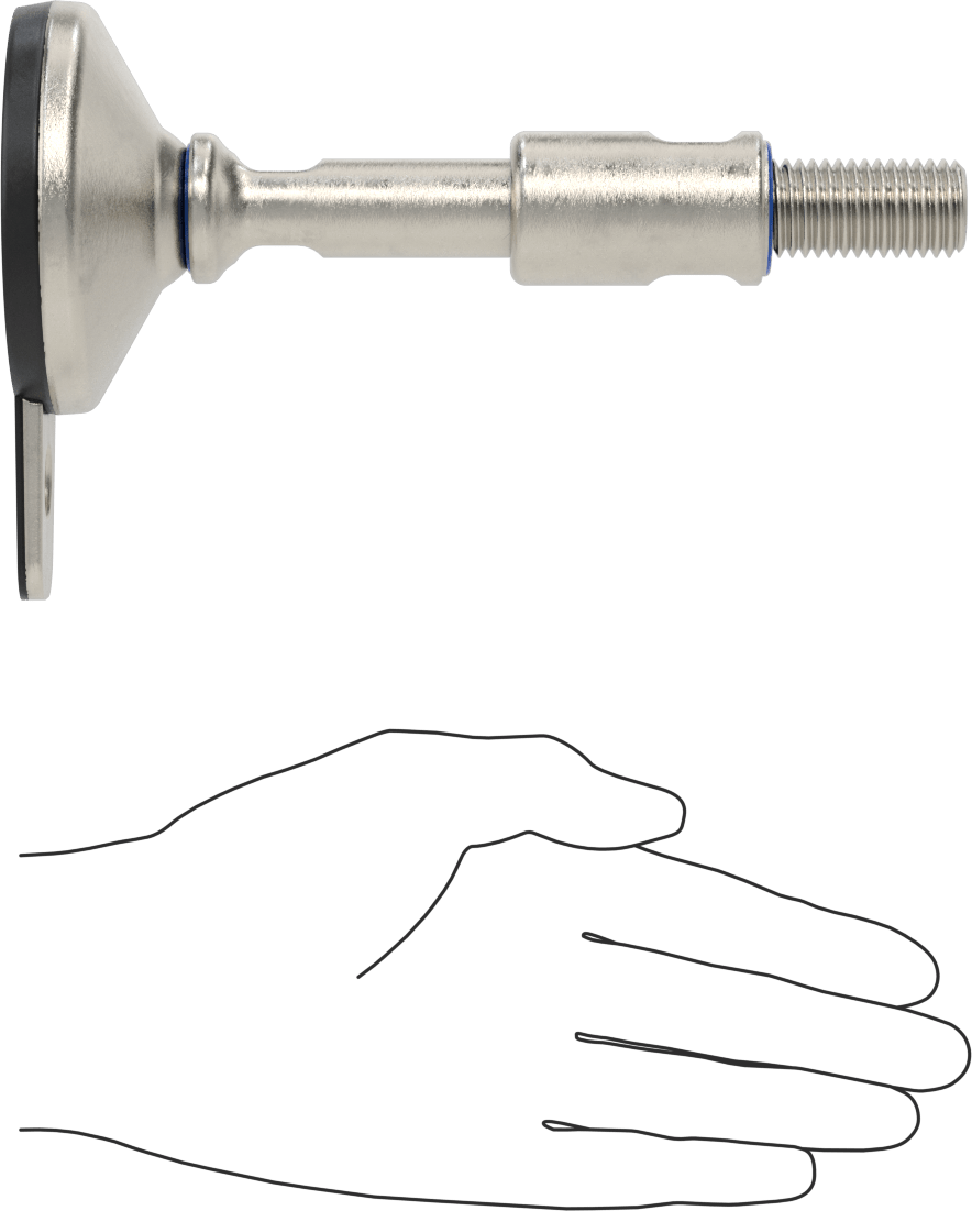 Dişli Saplamalı Sıhhi Döner Seviyeleme Montajı, Sabit Tutucu, 1 Delik, 2-7/8“ Uzunluk x 3/4”-10 Diş, 7-3/16" Yükseklik