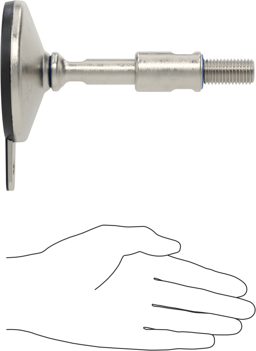Dişli Saplamalı Sıhhi Döner Seviyeleme Montajı, Sabit Tutucu, 1 Delik, 2-7/8“ Uzunluk x 3/4”-10 Diş, 9-9/16" Yükseklik