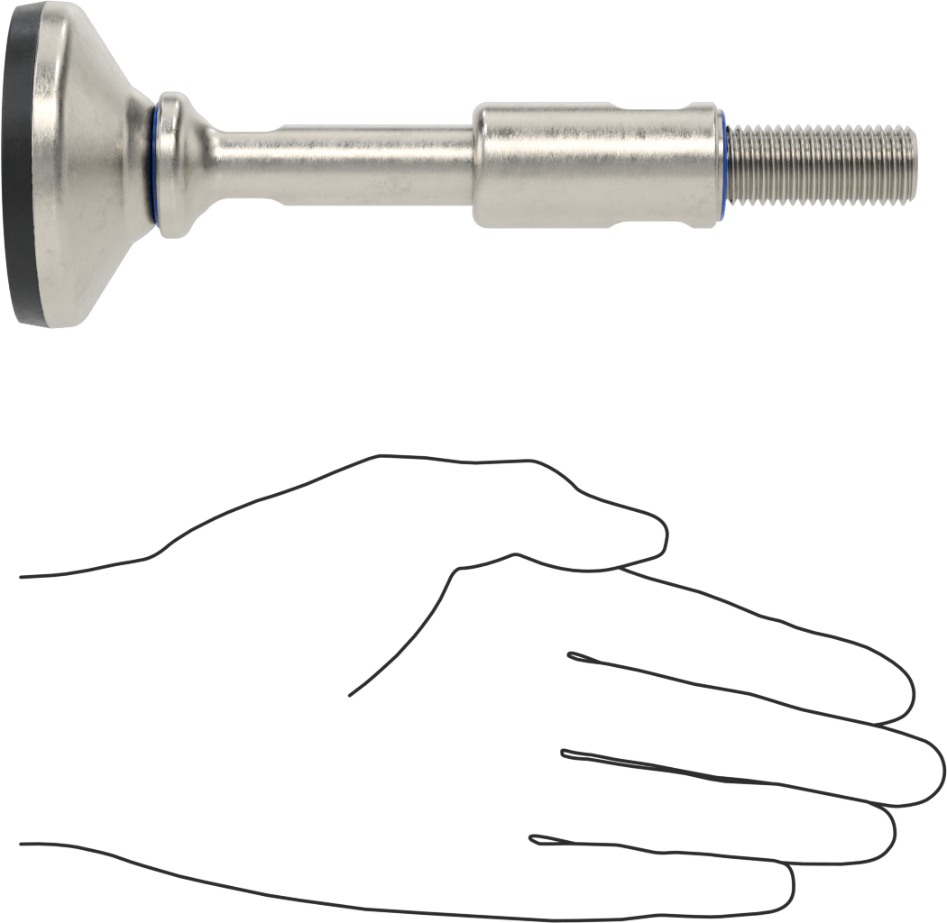 Dişli Saplamalı Sıhhi Döner Seviyeleme Montajı, M16 x 2 mm Diş Boyutu, 2-9/16" Taban Çapı, 7" Toplam Yükseklik
