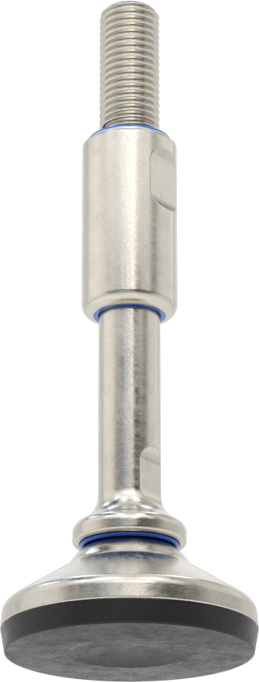Dişli Saplamalı Sıhhi Döner Seviyeleme Montajı, M16 x 2 mm Diş Boyutu, 2-9/16" Taban Çapı, 7" Toplam Yükseklik