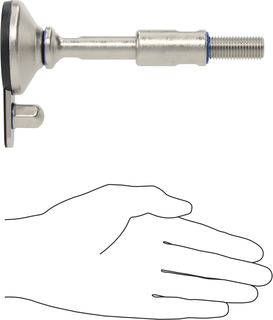Dişli Saplamalı Sıhhi Döner Seviyeleme Montajı, Sabit Tutucu, 1 Ofset Delik, 2-7/8" Uzunluk x M16 x 2 mm Diş