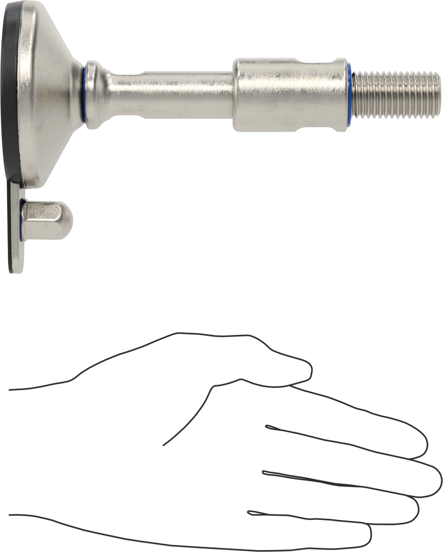 Dişli Saplamalı Sıhhi Döner Seviyeleme Montajı, Sabit Tutucu, 1 Ofset Delik, 2-7/8" Uzunluk x M20 x 2,5 mm Diş