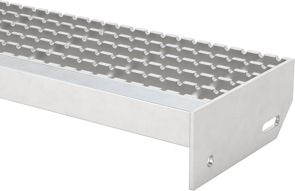 Alüminyum Çubuk Izgara Merdiven Basamağı, Tırtıklı, 24“ Genişlik x 7-3/8” Derinlik