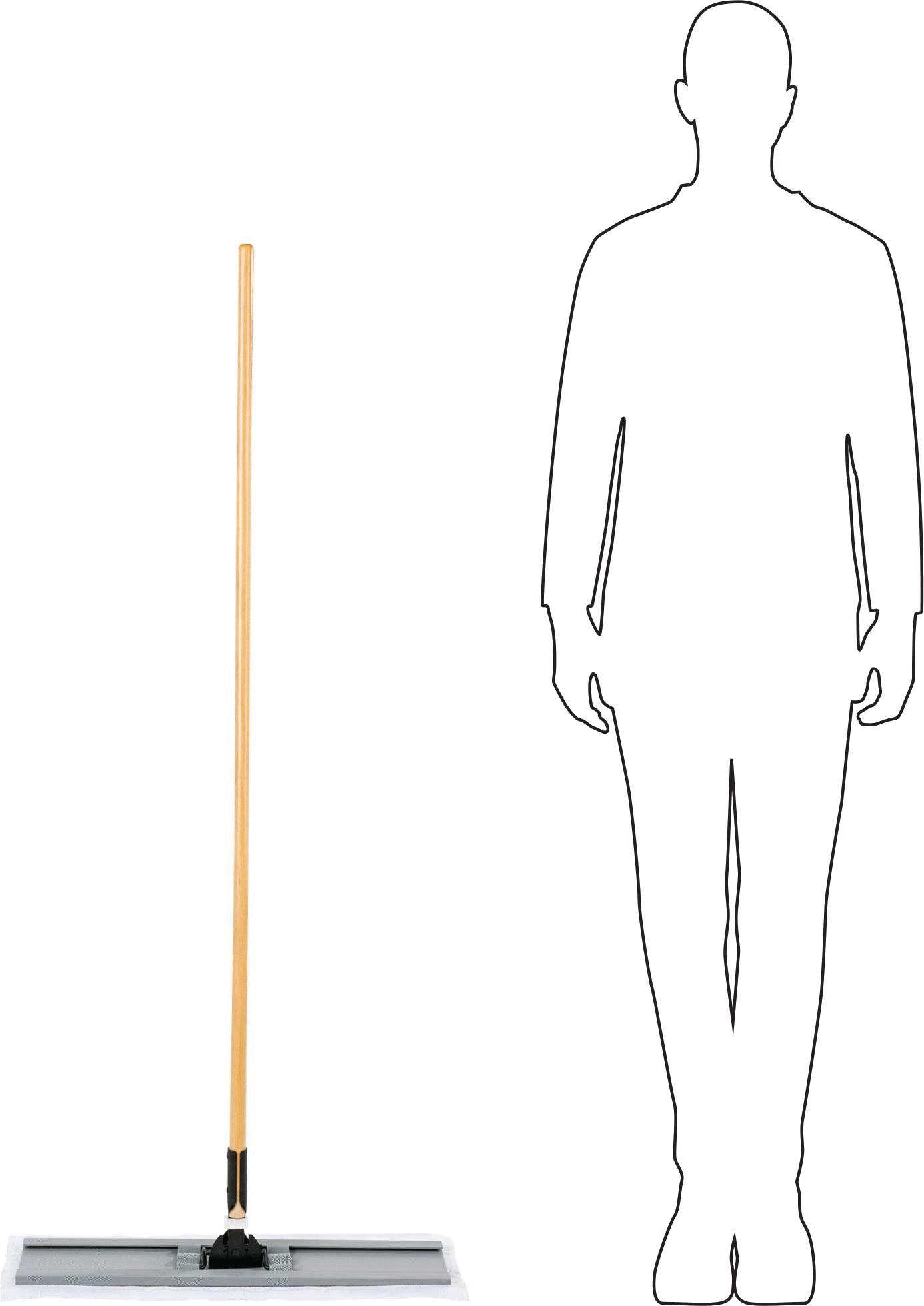 Hızlı Değiştirilebilir Toz/Nemli Paspas, 24“ Genişlik x 6-1/2” Derinlik, 54" Uzun Tutamak