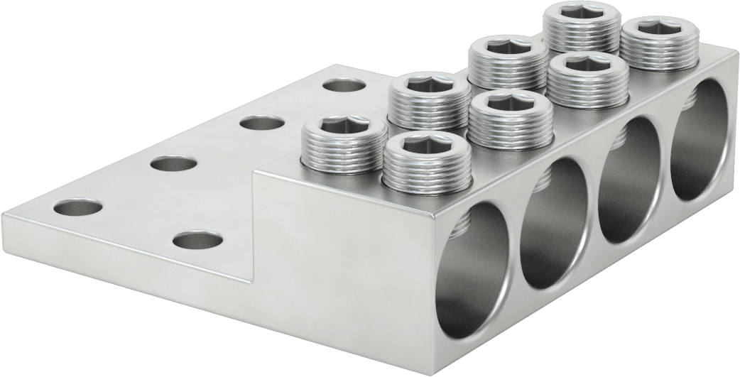 Kalay Kaplı Alüminyum Ayar Vidası Pabucu, 4 Tel için 8 Delik, 350-1000 MCM