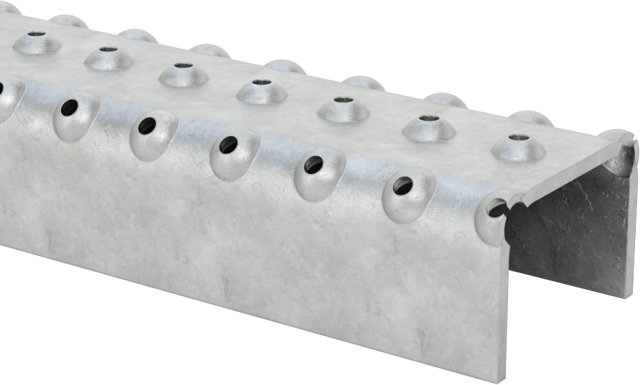 Merdiven Tipi Basamak, Galvanizli Çelik, 5 Fit Genişlik x 1-5/8" Toplam Derinlik