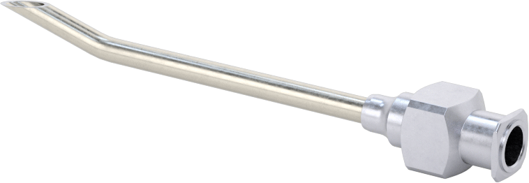 Yeniden Kullanılabilir Paslanmaz Çelik Şırınga İğnesi, Luer Lock Bağlantısı, Açılı, Keskin Eğimli Uç, 12 Gauge, 2" Uzunluk