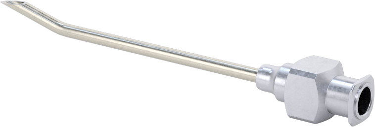 Yeniden Kullanılabilir Paslanmaz Çelik Şırınga İğnesi, Luer Lock Bağlantısı, Açılı, Keskin Eğimli Uç, 14 Gauge, 2" Uzunluk