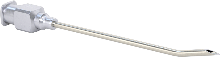 Yeniden Kullanılabilir Paslanmaz Çelik Şırınga İğnesi, Luer Lock Bağlantısı, Açılı, Keskin Eğimli Uç, 16 Gauge, 2" Uzunluk