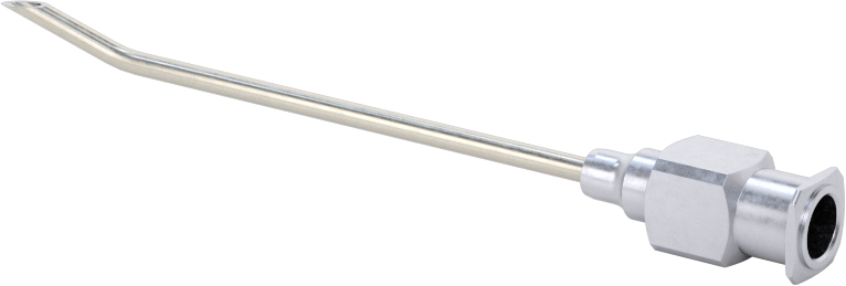 Yeniden Kullanılabilir Paslanmaz Çelik Şırınga İğnesi, Luer Lock Bağlantısı, Açılı, Keskin Eğimli Uç, 16 Gauge, 2" Uzunluk