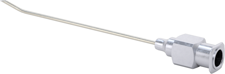 Yeniden Kullanılabilir Paslanmaz Çelik Şırınga İğnesi, Luer Lock Bağlantısı, Açılı, Keskin Eğimli Uç, 20 Gauge, 2" Uzunluk