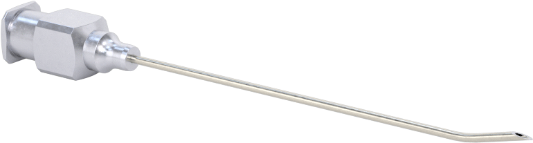 Yeniden Kullanılabilir Paslanmaz Çelik Şırınga İğnesi, Luer Lock Bağlantısı, Açılı, Keskin Eğimli Uç, 20 Gauge, 2" Uzunluk