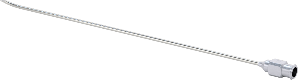 Yeniden Kullanılabilir Paslanmaz Çelik Şırınga İğnesi, Luer Lock Bağlantısı, Açılı, Keskin Eğimli Uç, 16 Gauge, 6 inç Uzunluk