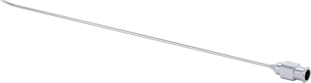 Yeniden Kullanılabilir Paslanmaz Çelik Şırınga İğnesi, Luer Lock Bağlantısı, Açılı, Keskin Eğimli Uç, 18 Gauge, 6 inç Uzunluk