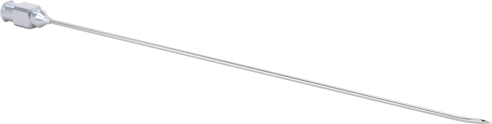 Yeniden Kullanılabilir Paslanmaz Çelik Şırınga İğnesi, Luer Lock Bağlantısı, Açılı, Keskin Eğimli Uç, 18 Gauge, 6 inç Uzunluk