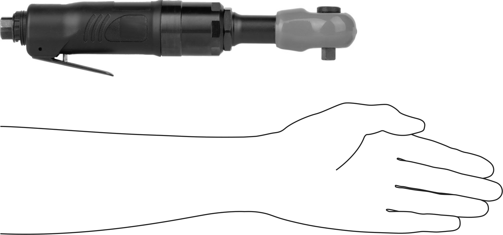 Havalı Cırcır Anahtarı, 3/8" Kare Tahrik, 75 ft-lbs. Maksimum Tork