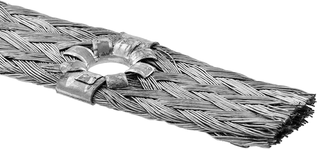 Yalıtımsız Esnek Topraklama Kayışı, Halkalı Bağlantı ile, Örgülü, 6 AWG Eşdeğeri