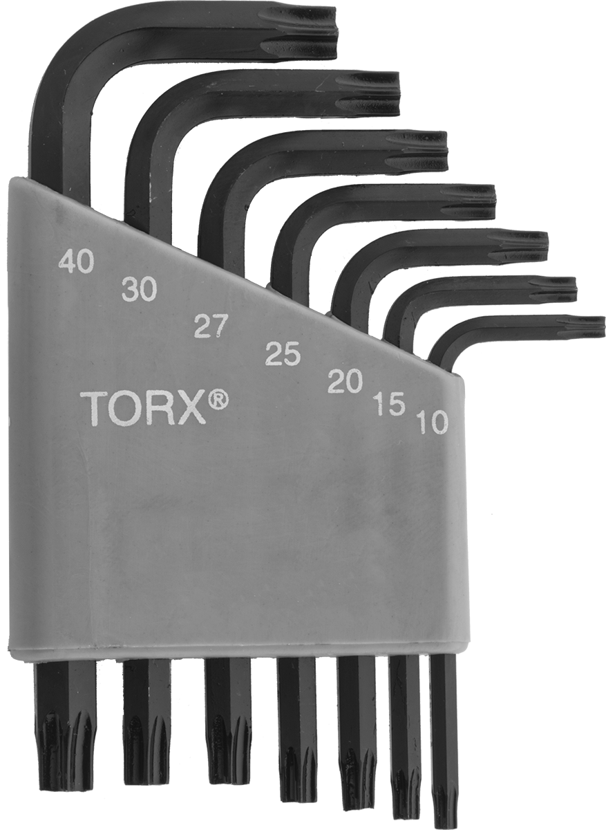 Alaşımlı Çelik Torx L-Anahtarı, Siyah Oksit, 7 Parça Set, 2-1/8“ ila 3-1/4” Toplam Uzunluk