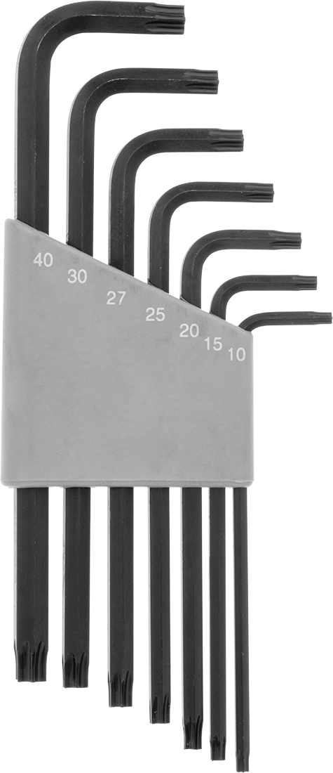 Alaşımlı Çelik Torx L-Anahtarı, Siyah Oksit, 7 Parça Set, 3-1/2“ ila 5-3/16” Toplam Uzunluk
