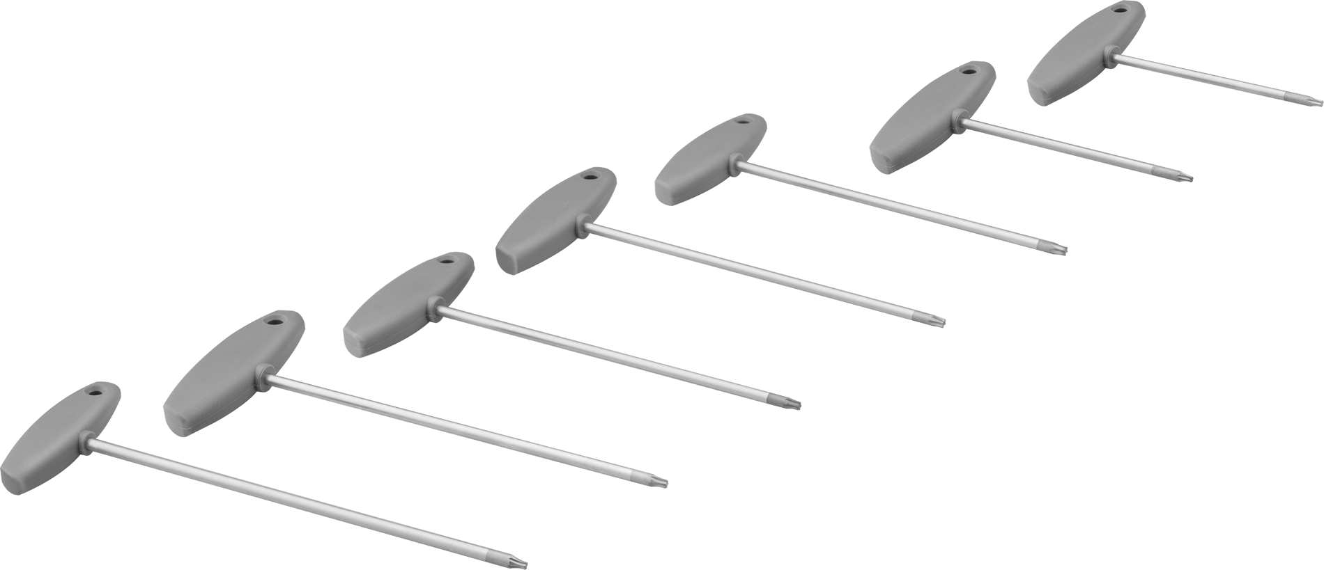 Yastıklı Tutuşlu Torx T-Saplı Anahtar, 7 Parça Set, Krom Kaplı Çelik
