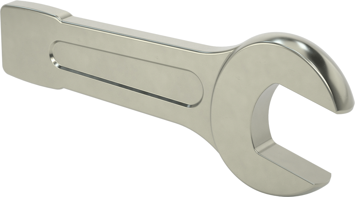 Vurmalı Açık Uçlu Anahtar, 70 mm Boyut, 14-3/4" Toplam Uzunluk