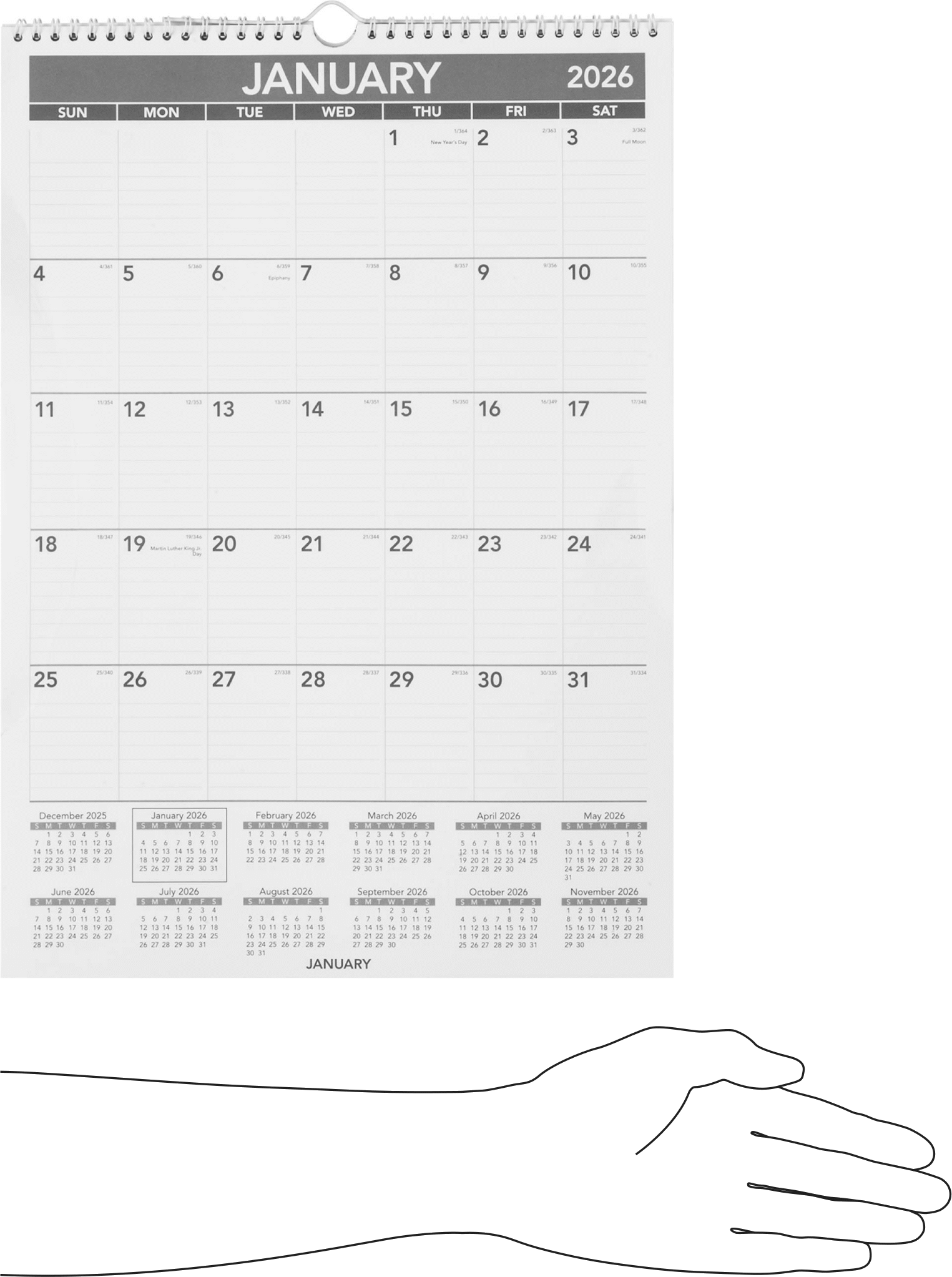 Duvar Takvimi, 2026, 12 inç Genişlik x 17 inç Yükseklik