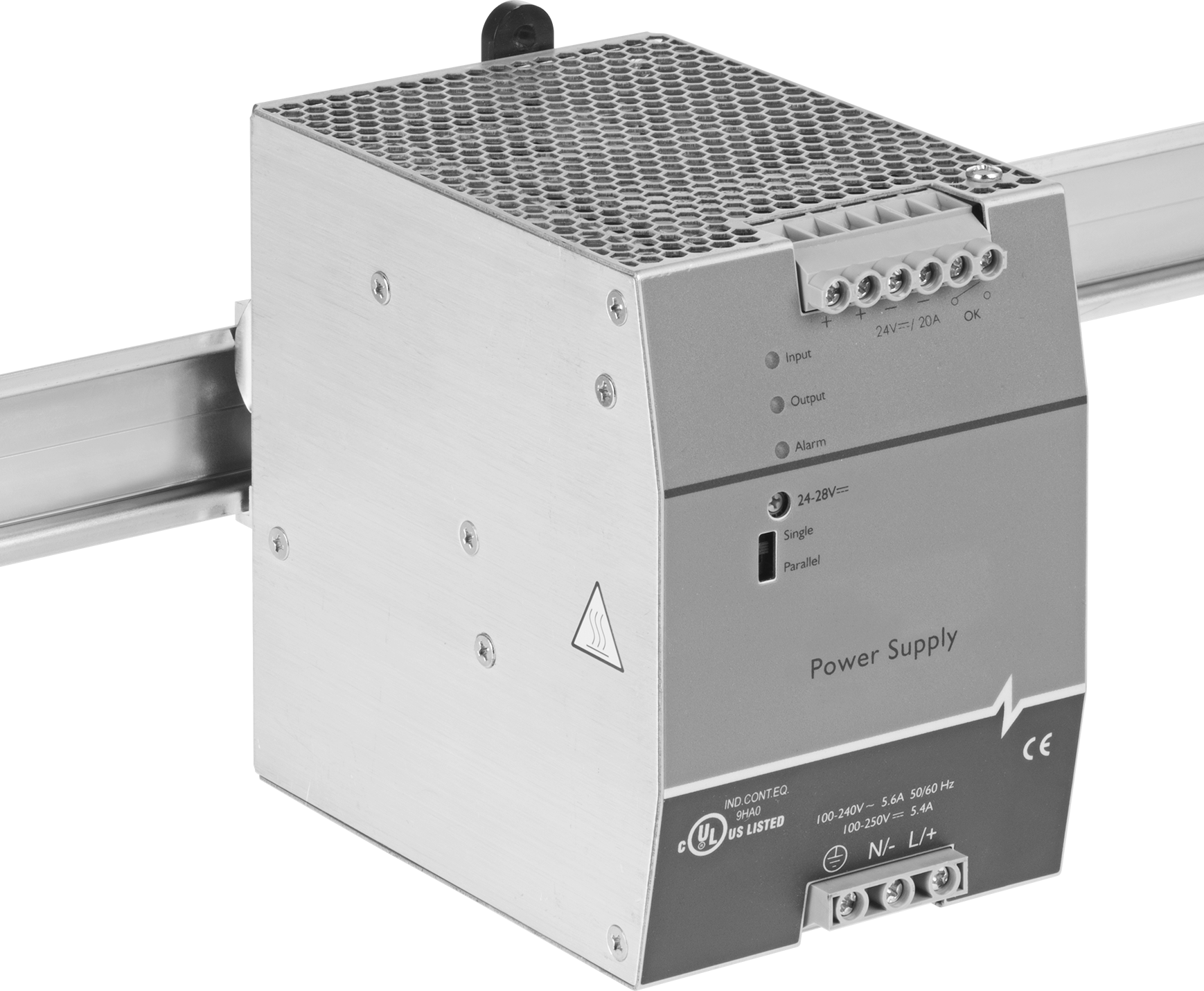 DIN Ray Montajlı Transformatör, Tek Faz, 100-240V AC ila 24V DC, 480W ve 20A Çıkış
