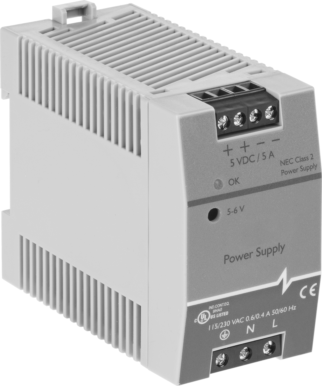 DIN Ray Montajlı Transformatör, Tek Faz, 100-240V AC ila 5V DC, 25 W ve 5 A Çıkış