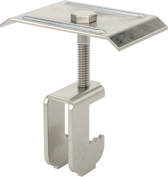 Fiberglas Çubuk Izgara Klipsi, 1-1/4“ Yükseklikli Rulman Çubuğu x 2-1/4” Uçtan Uca Genişlik için C-Klipsi