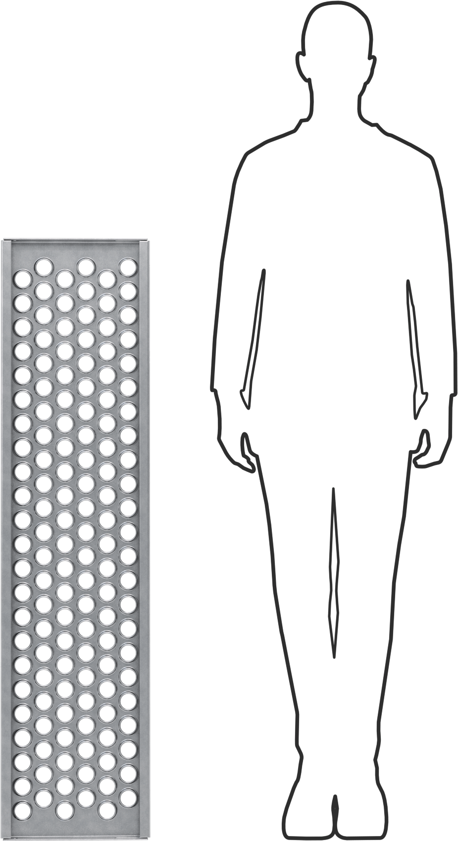Tahta Izgaralı Merdiven Basamağı, Çıkıntılar, Galvanizli Çelik, 48“ Genişlik x 12” Derinlik