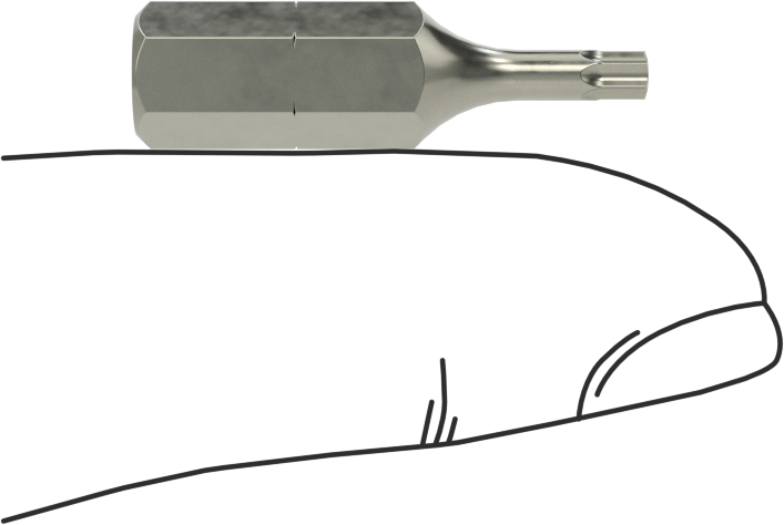 Çelik Torx Ucu, 1/4" Altıgen Şaft, T9 Boyutu
