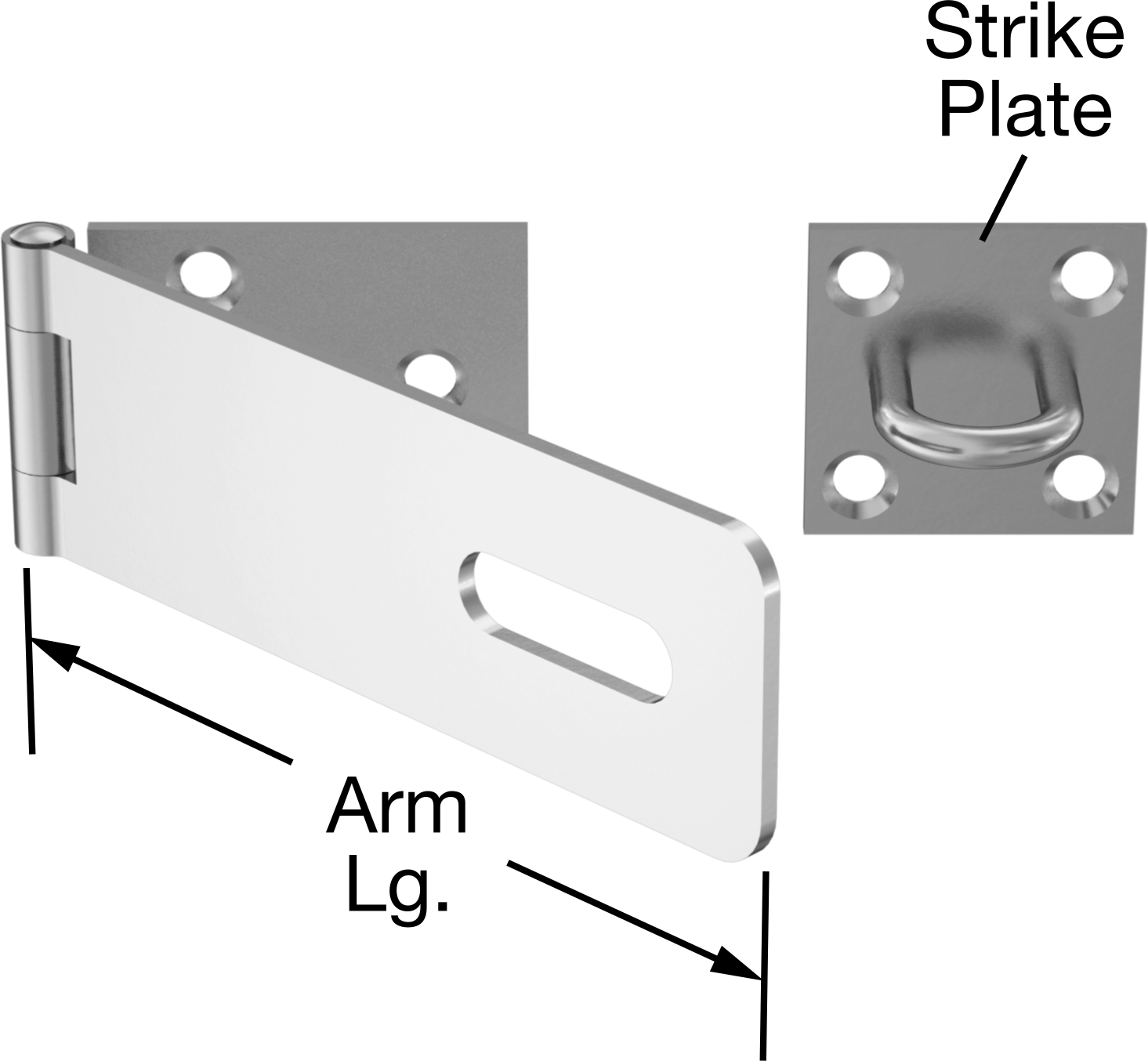 Asma Kilitli Mandal, 4-1/2“ x 1-1/2” x 1/16" Kol ile, 304 Paslanmaz Çelik