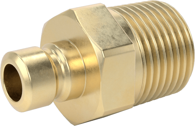 Soğutucu için Pirinç Hızlı Ayrılabilir Hortum Bağlantısı, Düz Plug, 1/4 Kaplin Boyutu x 3/8 NPTF Erkek