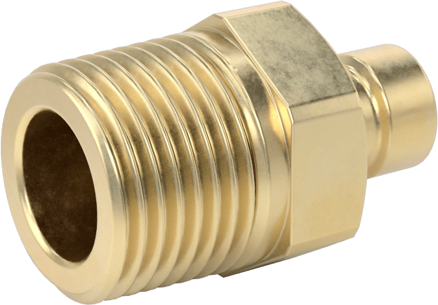Soğutucu için Pirinç Hızlı Ayrılabilir Hortum Bağlantısı, Düz Plug, 1/4 Kaplin Boyutu x 3/8 NPTF Erkek