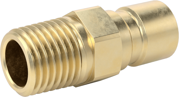 Soğutucu için Pirinç Hızlı Ayrılabilir Hortum Bağlantısı, Düz Plug, 3/8 Kaplin Boyutu x 1/4 NPTF Erkek