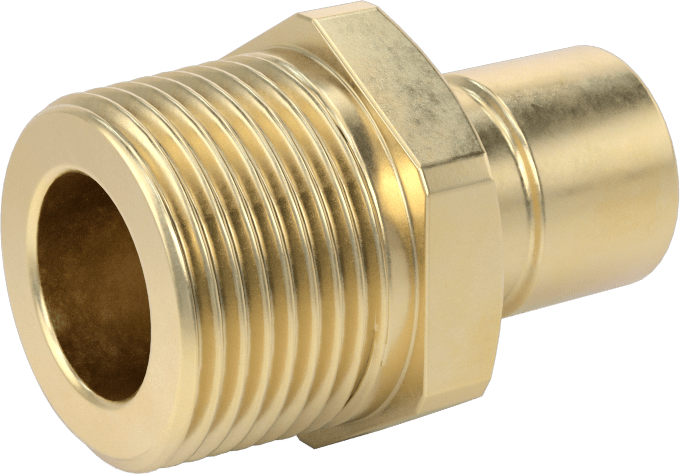 Soğutucu için Pirinç Hızlı Ayrılabilir Hortum Bağlantısı, Düz Plug, 1/2 Kaplin Boyutu x 3/4 NPTF Erkek