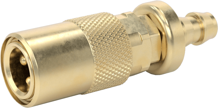 Soğutucu için Pirinç Hızlı Ayrılabilir Hortum Bağlantısı, Soket, 1/4 Kaplin Boyutu, 1/4" Hortum İç Çapı için, İtmeli Çıkıntı