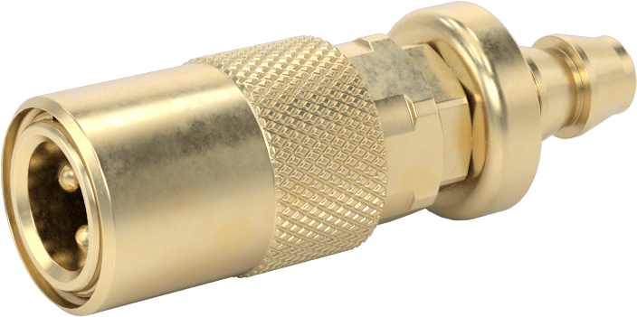 Soğutucu için Pirinç Hızlı Ayrılabilir Hortum Bağlantısı, 1/4 Boyutlu Kapama Valfli Soket, 1/4" Hortum İç Çapı, İtmeli Çıkıntı