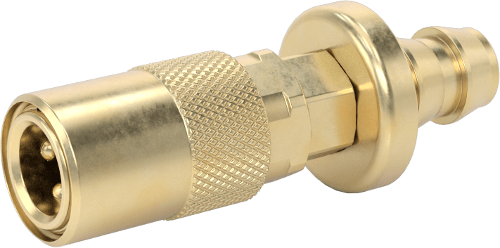 Soğutucu için Pirinç Hızlı Ayrılabilir Hortum Bağlantısı, Düz Soket, 1/4 Kaplin Boyutu, 3/8" Hortum İç Çapı, İtmeli Çıkıntı