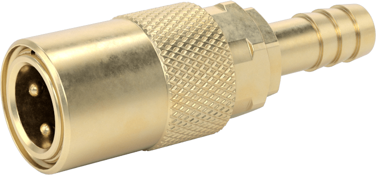 Soğutucu için Pirinç Hızlı Ayrılabilir Hortum Bağlantısı, Kapatma Valfli Soket, 3/8 Kaplin Boyutu, 3/8" Hortum İç Çapı
