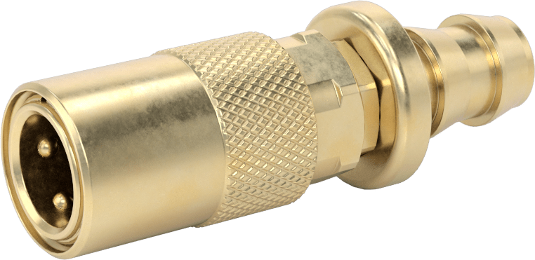 Soğutucu için Pirinç Hızlı Ayrılabilir Hortum Bağlantısı, Düz Soket, 3/8 Kaplin Boyutu 1/2" Hortum İç Çapı, İtmeli Çıkıntı