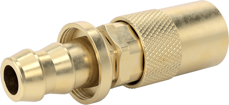 Soğutucu için Pirinç Hızlı Ayrılabilir Hortum Bağlantısı, Düz Soket, 3/8 Kaplin Boyutu 1/2" Hortum İç Çapı, İtmeli Çıkıntı