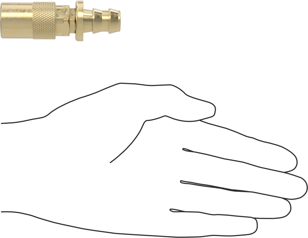 Soğutucu için Pirinç Hızlı Ayrılabilir Hortum Bağlantısı, Düz Soket, 3/8 Kaplin Boyutu 1/2" Hortum İç Çapı, İtmeli Çıkıntı