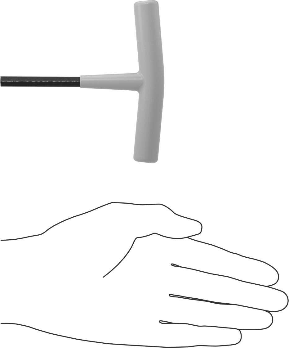 Kısa T Saplı Altıgen Anahtar, 1/4" Tahrik Boyutu, 4-1/8" Toplam Uzunluk