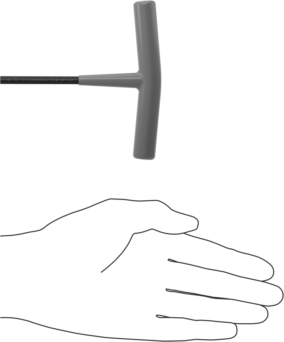 Kısa T Saplı Altıgen Anahtar, 5 mm Tahrik Boyutu, 4-1/8" Toplam Uzunluk