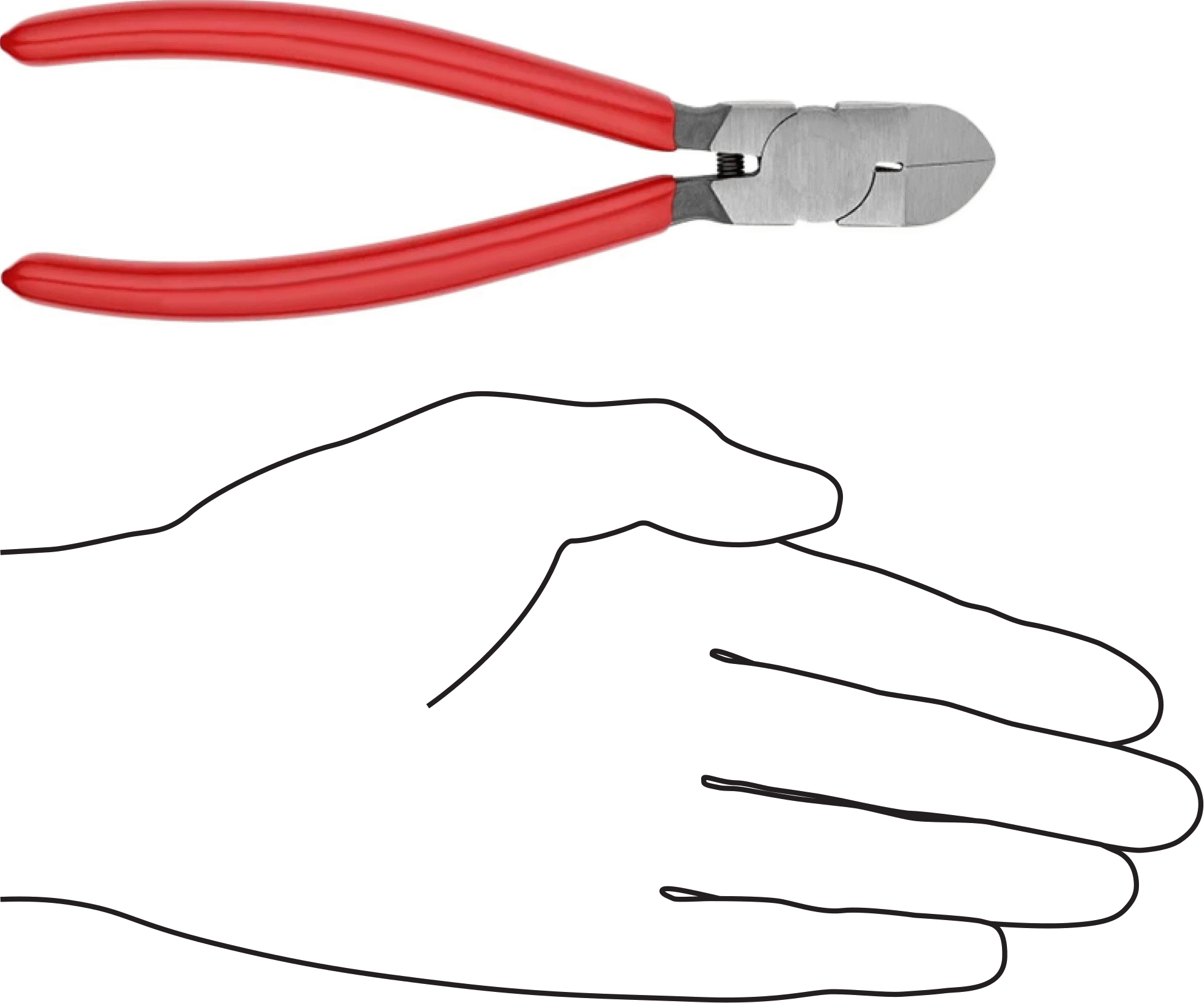 Plastik Kesiciler, 6-1/4" Toplam Uzunluk, 45 Derece Baş Ofset Açısı