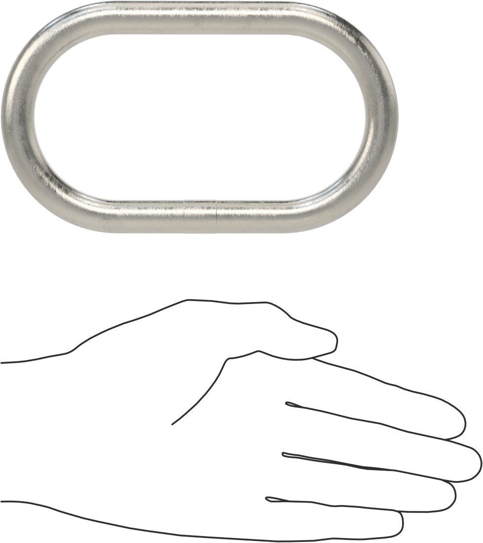316 Stainless Steel Oblong Chain Ring-for Lifting, 1/2" Thick, Grade 50 Chain, 3/16 and 1/4 Trade Size (1 Chain)