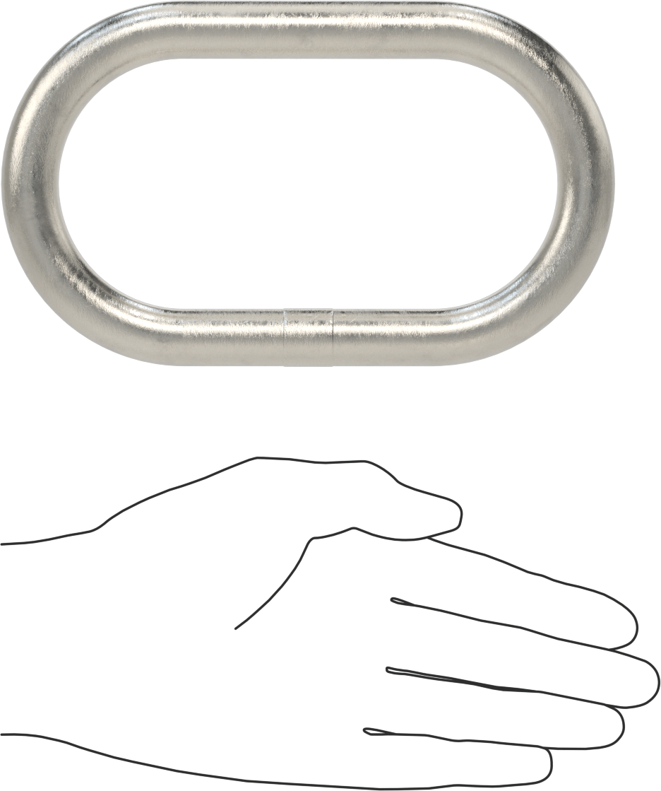 316 Stainless Steel Oblong Chain Ring-for Lifting, 5/8" Thick, Grade 50 Chain, 3/16 and 1/4 Trade Size (1 Chain)