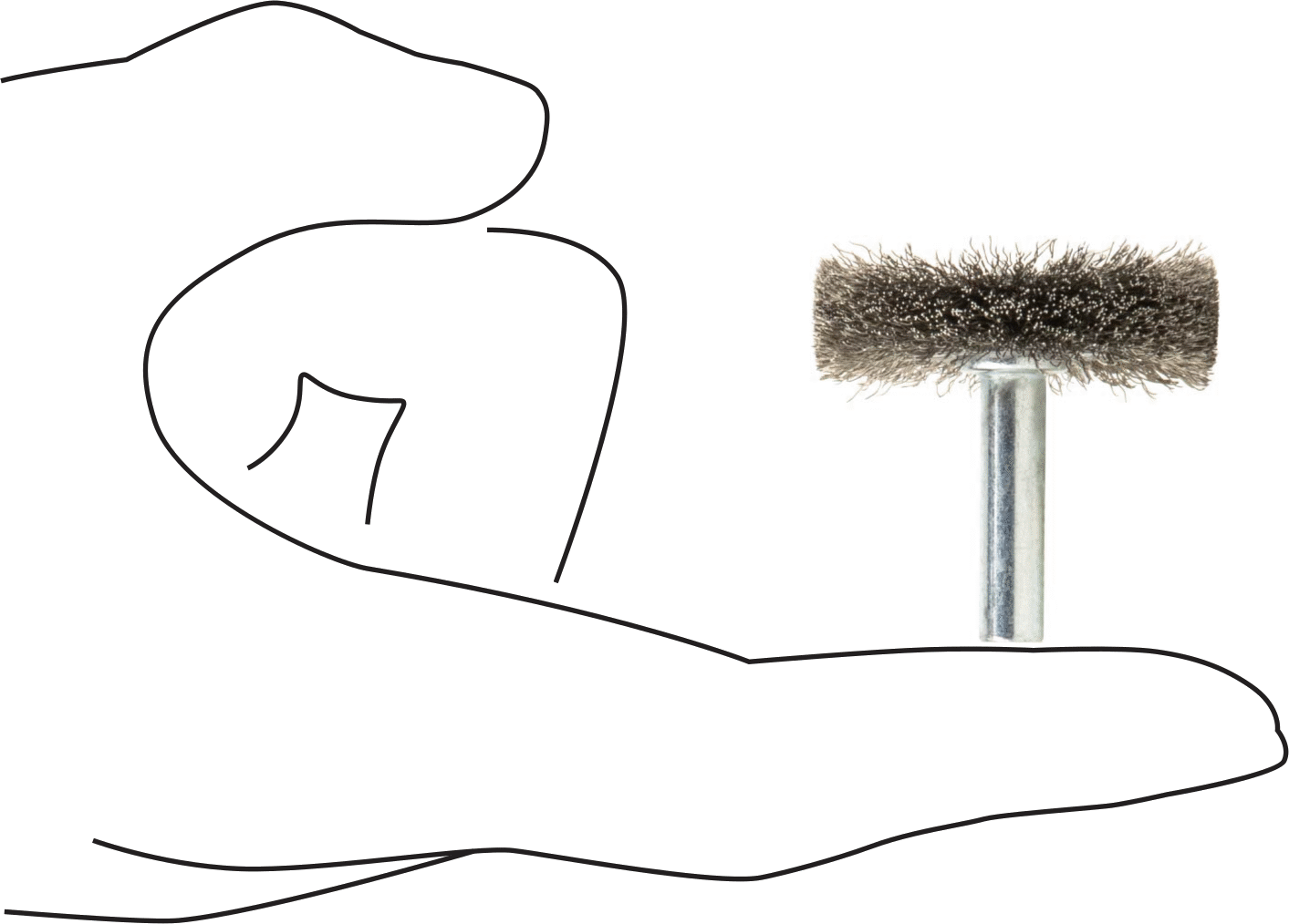 1/4" Şaft Montajlı Hafif Temizleme Fırçası, 1-3/4“ Çaplı, 0,012” Çaplı Paslanmaz Çelik Kıllar