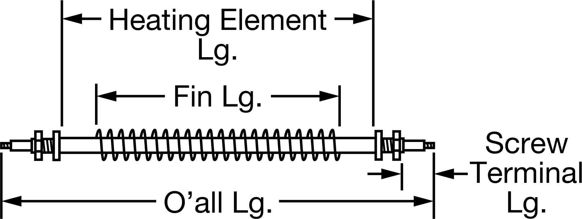 Kanal için Kanatlı Boru Şeklinde Isıtıcı, Fırınlar, &Kurutucular, 120V AC, Düz, Bir Ucu Kaynaklı, 1000W